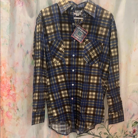 Casual Blue and Black Button Down Shirt - Picture 1 of 6